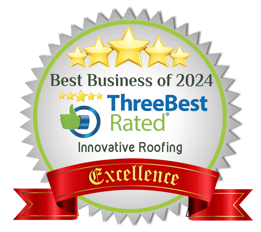 Gold and red award badge for Best Business of 2024 by ThreeBest Rated.