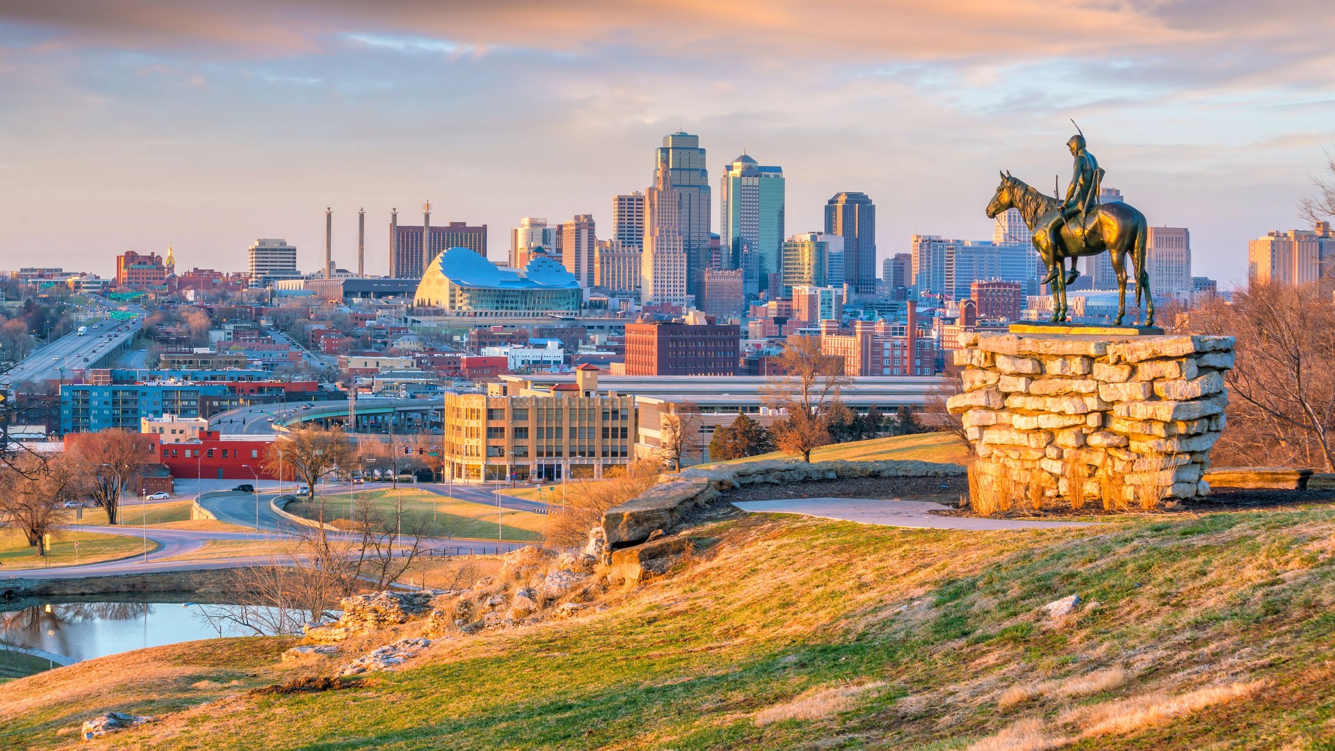 The Scout overlooking downtown Kansas City