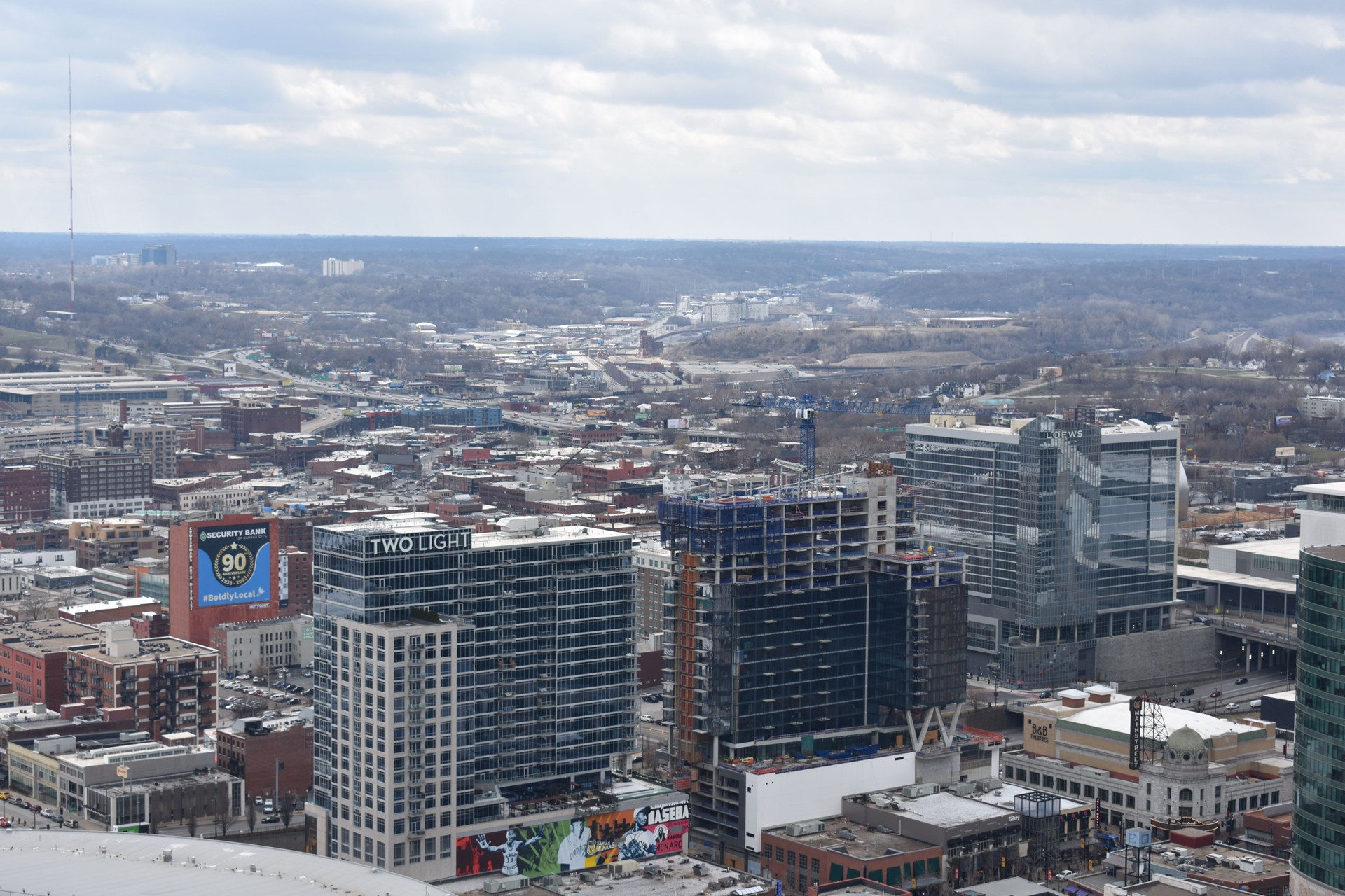 Aerial View of Kansas City's Skyline & Cityscape from Atop City Hall